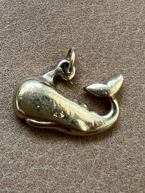 Vintage Avon Tiny Gold Whale Charm Pendant